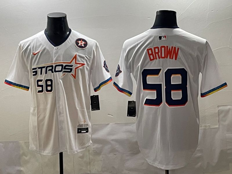 Men Houston Astros #58 Brown White Fourth generation Joint Name 2025 Nike MLB Jersey style 6